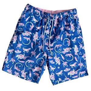 Peter Millar Seaside Collection Swim Trunks Mens Medium Lizard gecko Print Lined